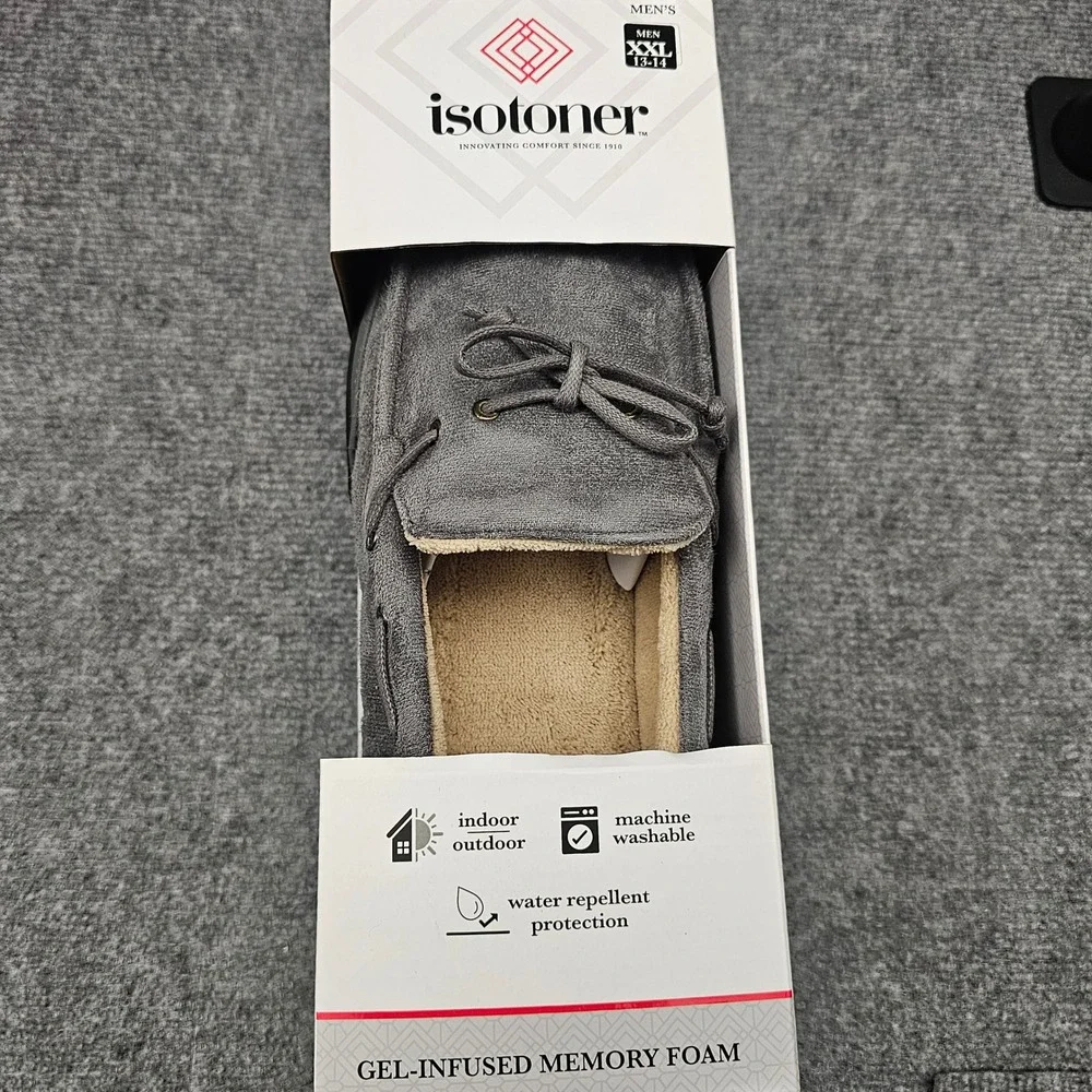 Isotoner Moccasin Slippers Memory Foam Water Repellent Indoor Outdoor  13-14 XXL